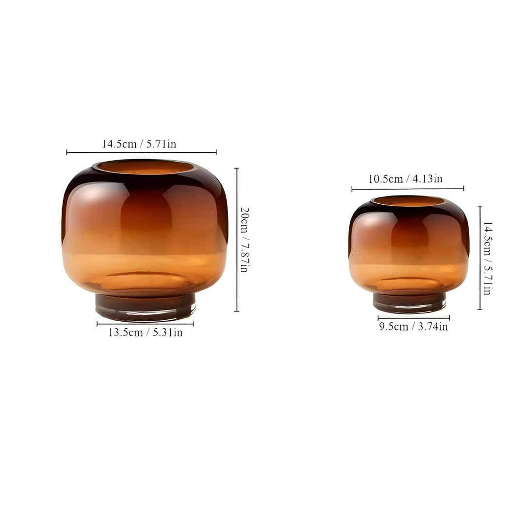 Glass Vase Hand Bowliftown – Minimalistic and Decorative | Transparent Design for Flowers, Hydroponics and Modern Living Spaces in Amber | Bowlift