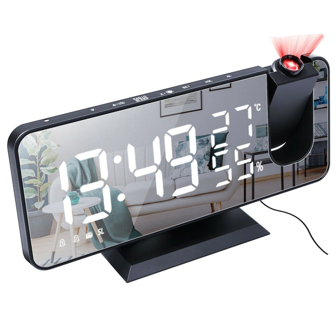 BowLift | LED Projection Alarm Clock with Radio USB Charger Display