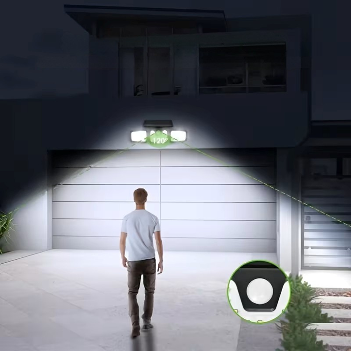 Solar wall light with motion sensor – Bright outdoor lighting with 3 light modes | Weatherproof IP44 for garden, yard and garage | Bowlift
