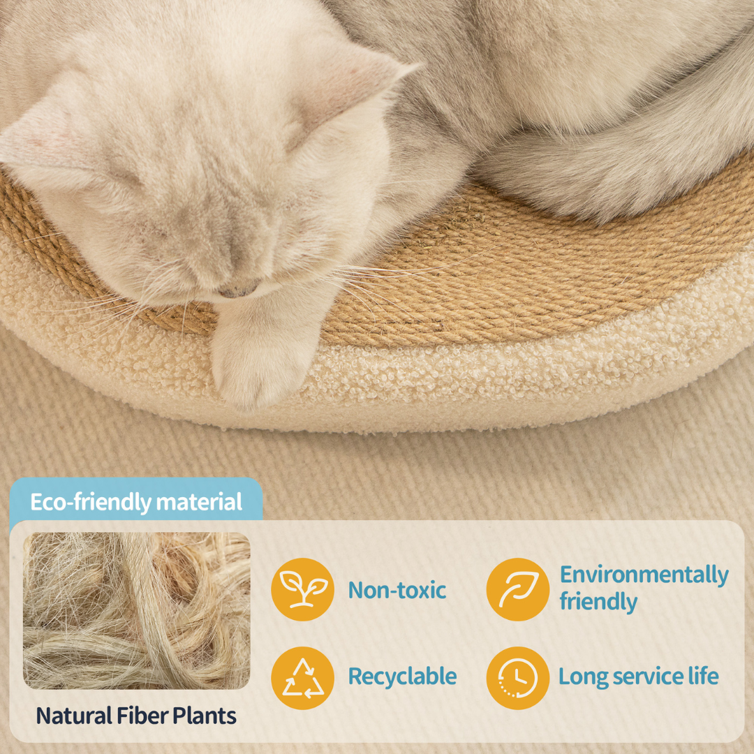 Premium Cat Sisal Scratching Bed in Beige Bowlift