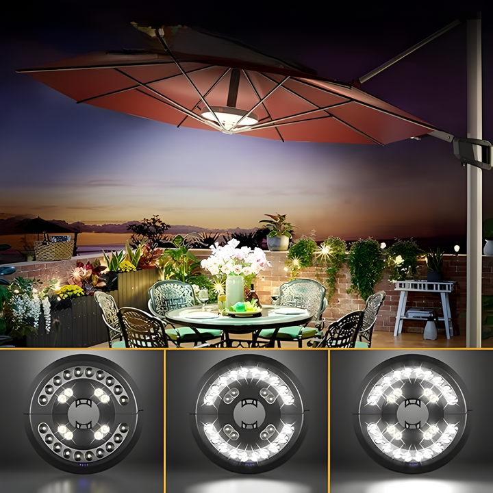 BowLift | LumoClip LED Shade Light with Battery | 3 Brightness Levels & 360° Light | USB Charging | For Balcony, Garden & Camping