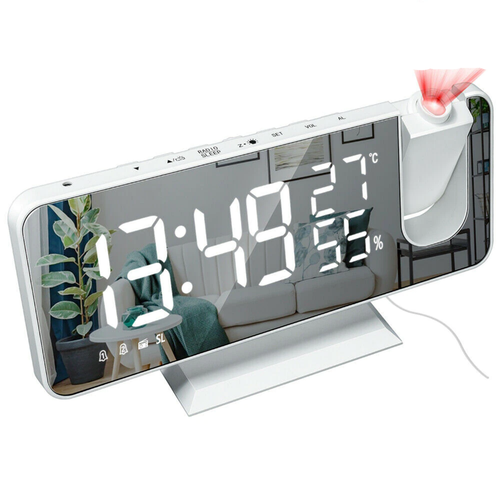 BowLift | LED Projection Alarm Clock with Radio USB Charger Display