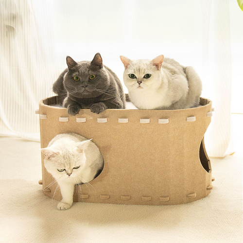 Cozy Felt Cat Cave Bowlift