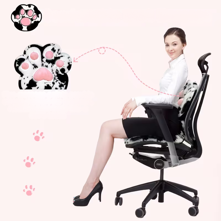 L-shaped cat paw cushion – cuddly and soft | Fluffy seat cushion for gaming chairs and sofas | Bowlift