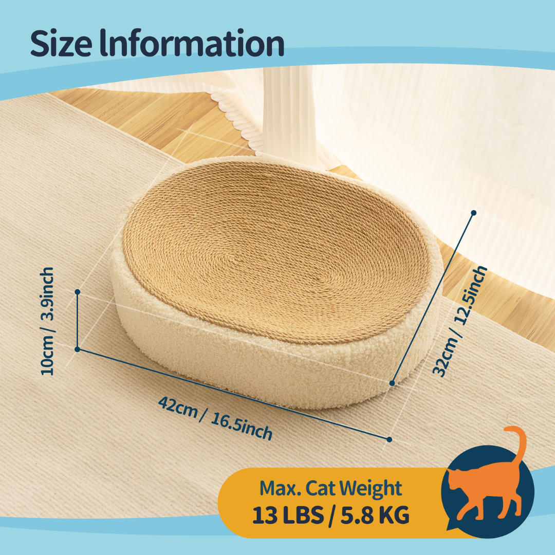 Premium Cat Sisal Scratching Bed in Beige Bowlift