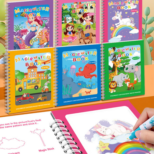 BowLift | Magic Self Erasing Water Painting Book Set with Water Brush (Set of 6)