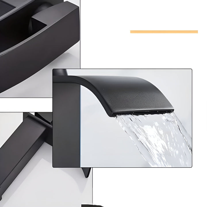 Sink faucet made of stainless steel – waterfall spout with hot and cold water | single hole mixer tap in Bowliftack for bathroom | Bowlift