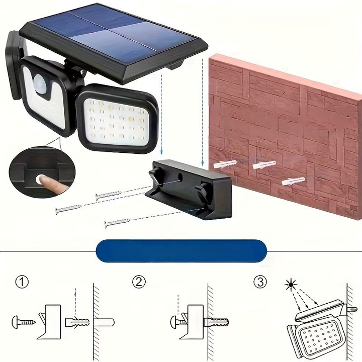 Solar wall light with motion sensor – Bright outdoor lighting with 3 light modes | Weatherproof IP44 for garden, yard and garage | Bowlift