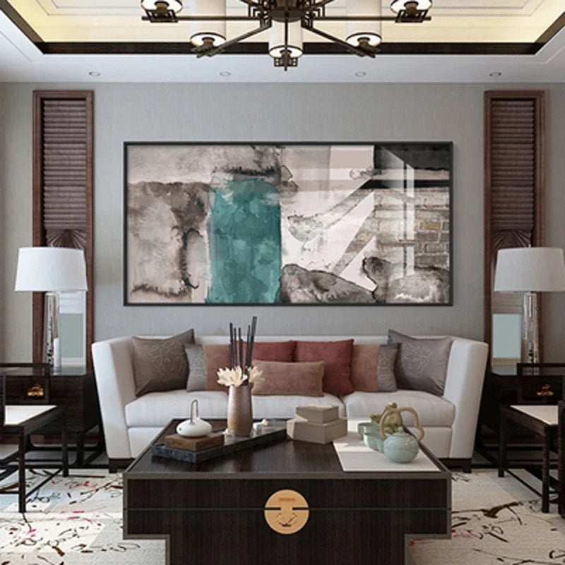 Urban Abstract Grey Green Big Sizes Wall Art Fine Art Canvas Print Picture For City Apartment Living Room Dining Room Home & Office Decor | Bowlift