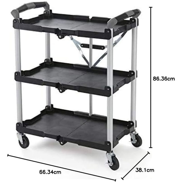 BowLift | Utility Carts Foldable Utility Service Cart  Shelf 150LBS Heavy Duty Plastic Rolling Cart Folding Collapsible Service Cart