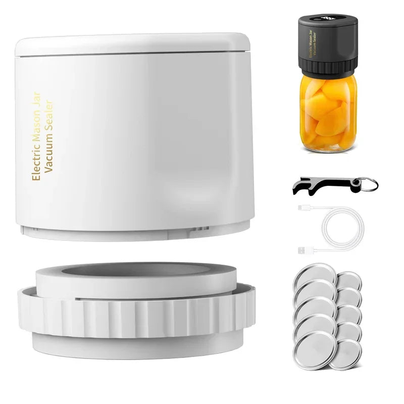 BowLift | Cordless Mason Jar Vacuum Sealer Kit – Wide Mouth Food Preservation System with Airtight Electric Seal