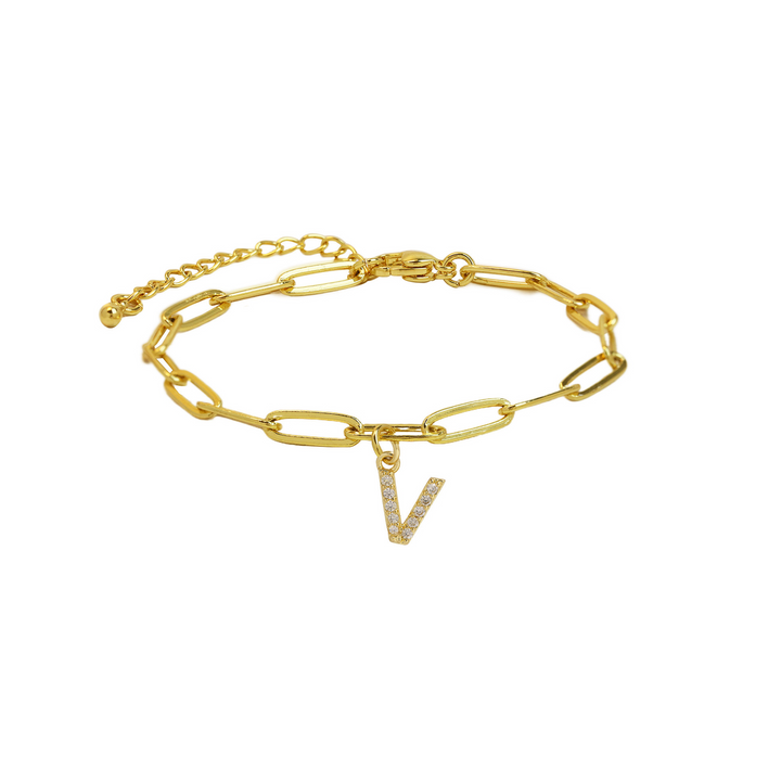 BowLift | Dainty Paperclip Letter Initial Bracelet