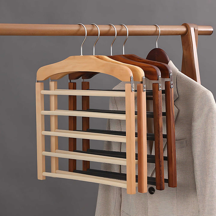BowLift | Varden Multi-Tier Wardrobe Hanger – Space-Saving Wooden & Metal Clothes Organizer
