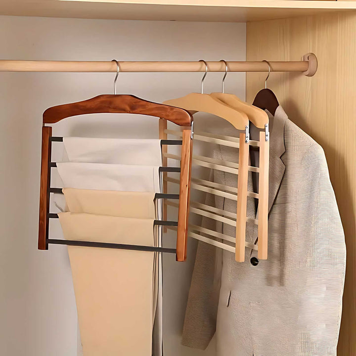 BowLift | Varden Multi-Tier Wardrobe Hanger – Space-Saving Wooden & Metal Clothes Organizer