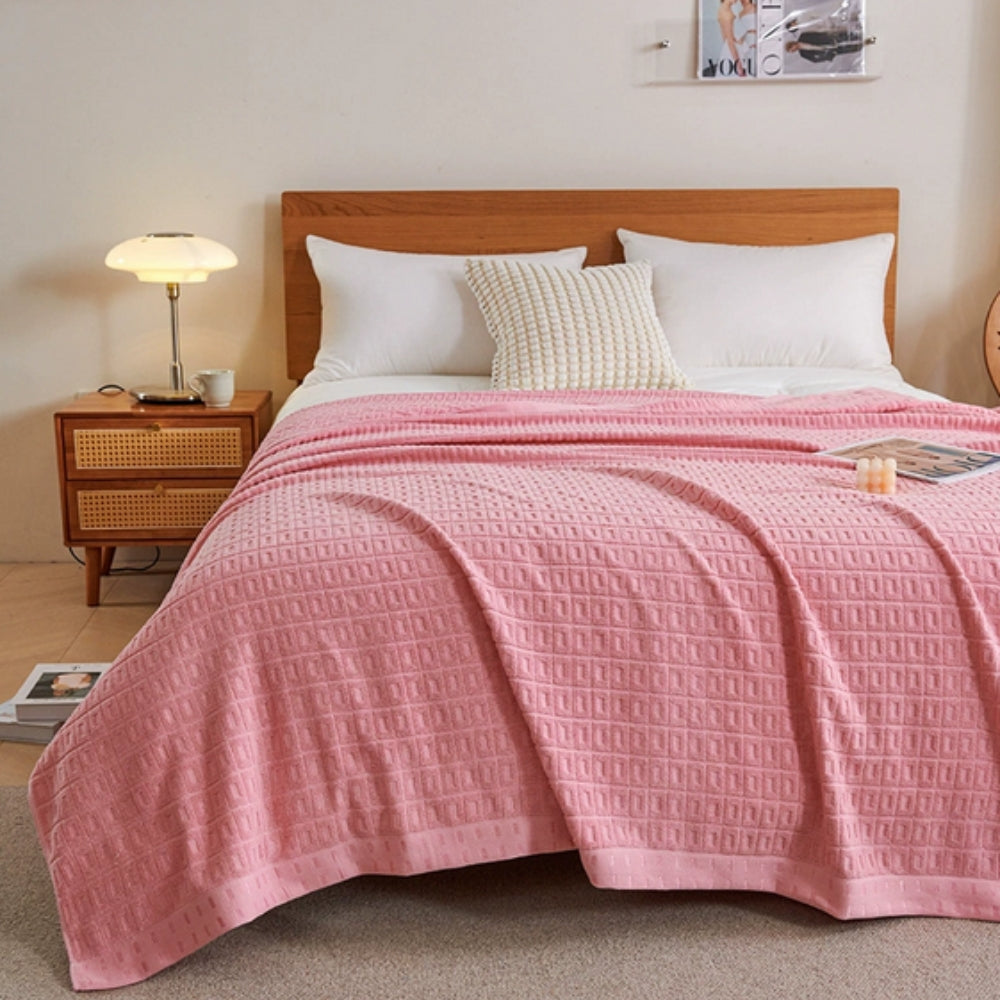BowLift | Waffle Cotton Summer Bedspread Throw Blanket