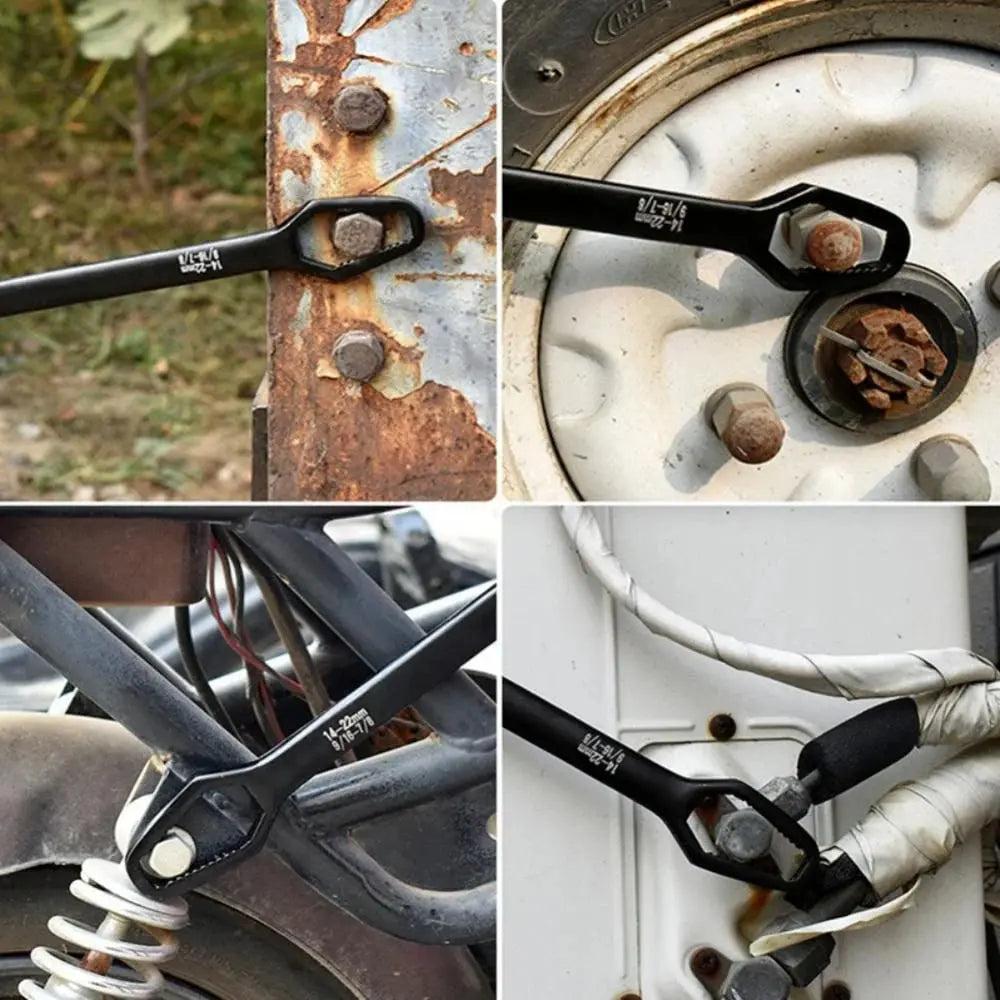 BowLift | Adjustable Wrench with Double-Sided Self-Tightening Handle, Chrome Steel