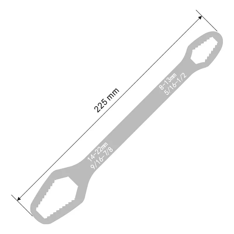 BowLift | Adjustable Wrench with Double-Sided Self-Tightening Handle, Chrome Steel