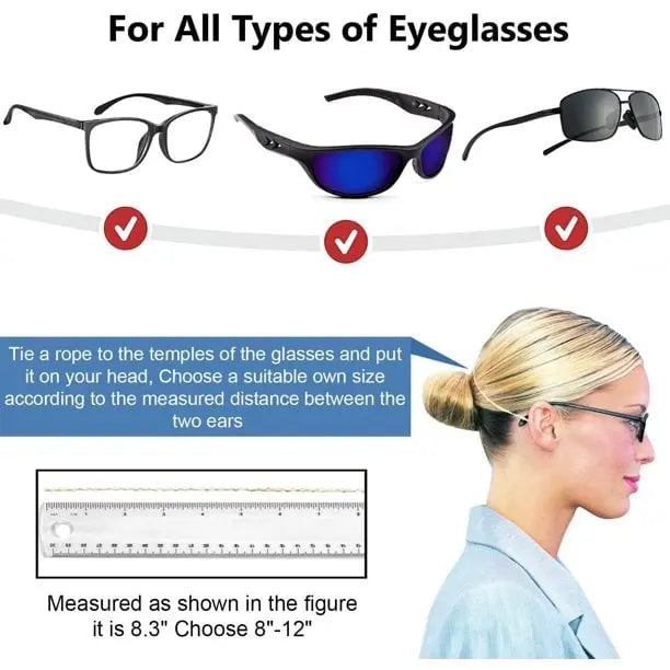BowLift | Adjustable Silicone Glasses Strap – Non-Slip & Skin-Friendly
