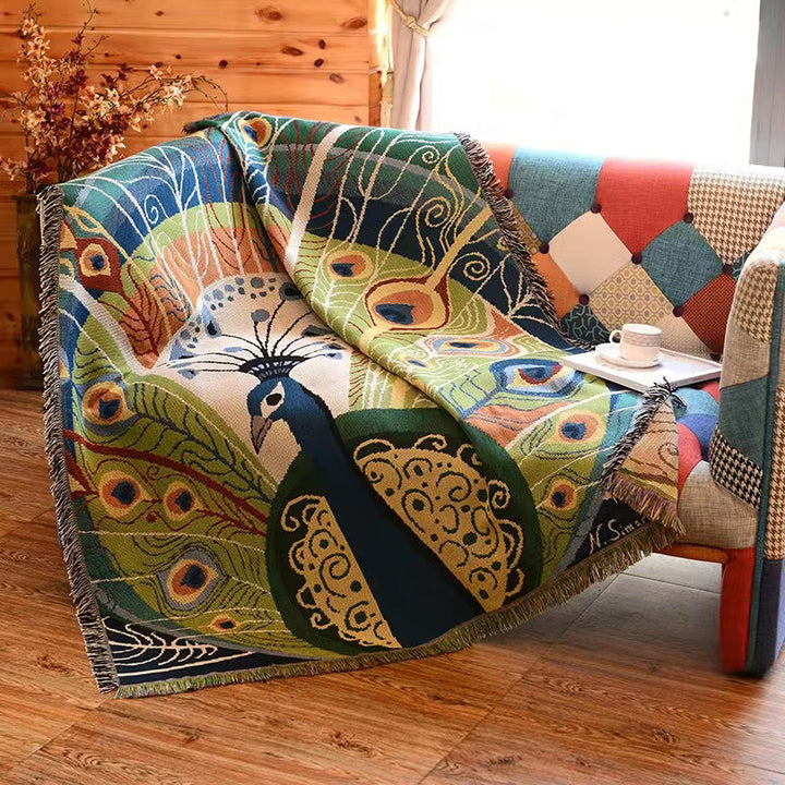 Peacock Throw Thread Blanket Bowlift