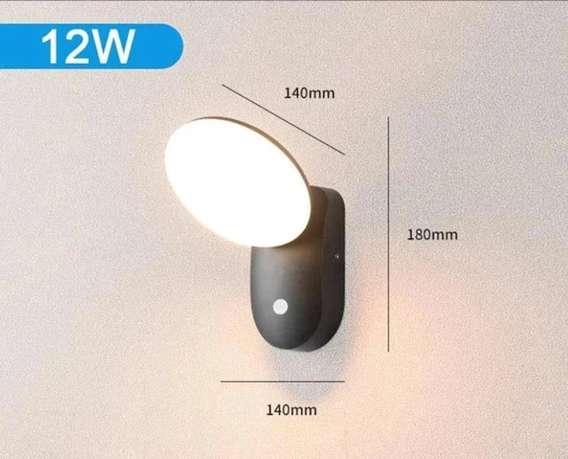 Modern LED porch light with motion sensor - Waterproof outdoor lighting, energy-saving, ideal for terrace and entrance | Bowlift
