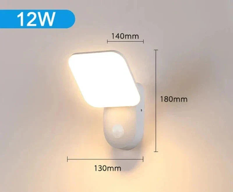 Modern LED porch light with motion sensor - Waterproof outdoor lighting, energy-saving, ideal for terrace and entrance | Bowlift