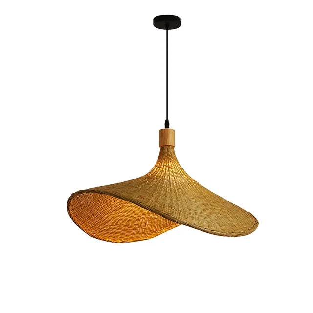 Natural Bamboo Pendant Light for Dining Room, Handcrafted Hanging Lamp in Boho Style | Bowlift