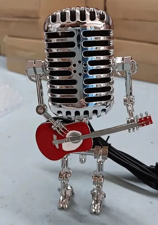 BowLift | Vintage Microphone Robot Lamp — Industrial Alloy Desk Lamp