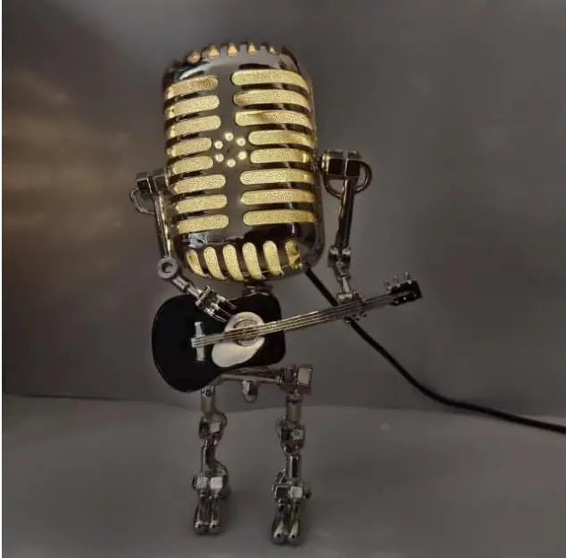 BowLift | Vintage Microphone Robot Lamp — Industrial Alloy Desk Lamp