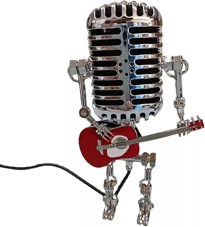 BowLift | Vintage Microphone Robot Lamp — Industrial Alloy Desk Lamp