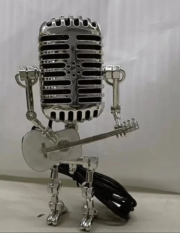 BowLift | Vintage Microphone Robot Lamp — Industrial Alloy Desk Lamp