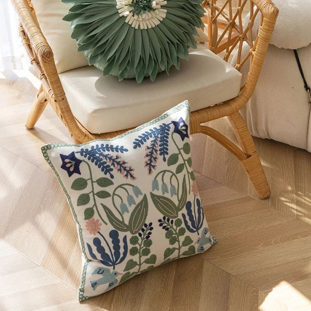 BowLift | Vintage Botanical Embroidery Cushion Cover