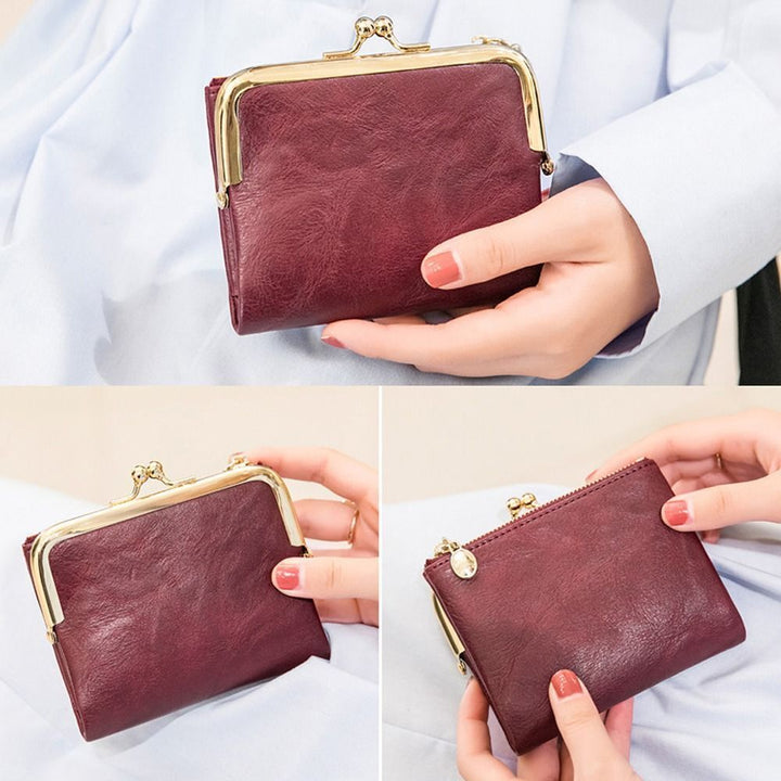 BowLift | Leather Wallet with Vintage Kiss Lock Closure