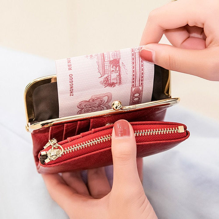 BowLift | Leather Wallet with Vintage Kiss Lock Closure