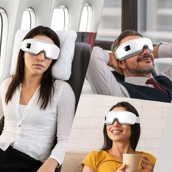 Vistella | 4D Smart Eye Massager - Air Pressure - Vibration - Heat Therapy for Eye Strain Fatigue - Sleep Improvement Bowlift