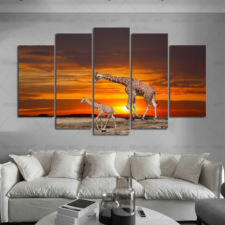 5 Panels "Colorful Animal Print"-Wall Art Modular Pictures Posters | Bowlift