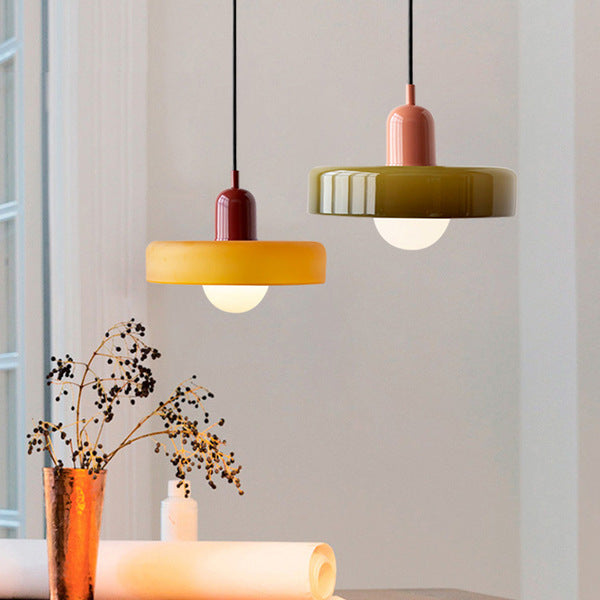 BowLift | Bauhaus Pendant Light | Colored Glass, Adjustable Height & Ideal for Dining Rooms and Modern Interiors