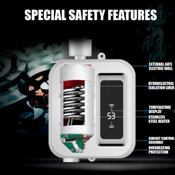 BowLift | Portable Water Heater | Tankless Hot Water Heater Electric 3500W | Temperature Control Knob