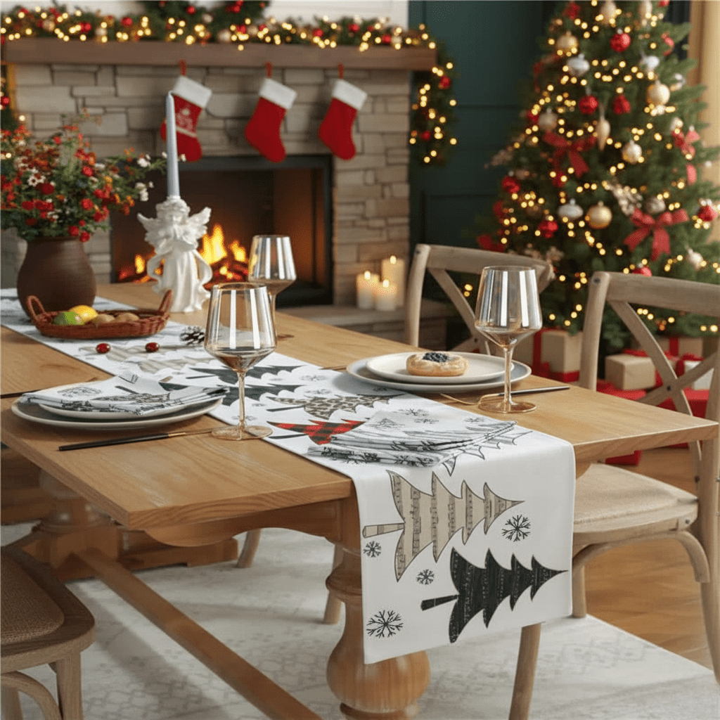 BowLift | Naturally inspired table runner with festive charm