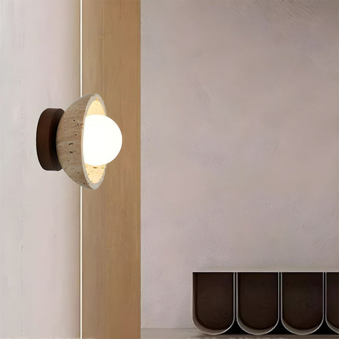 BowLift | Boho Travertine Natural Stone LED Wall Lamp