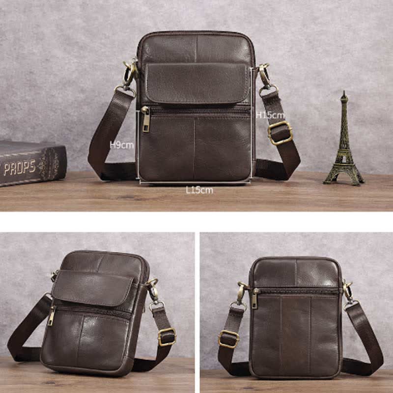 BowLift | Men’s Small Genuine Leather Shoulder Bag – Compact Crossbody with Adjustable Strap
