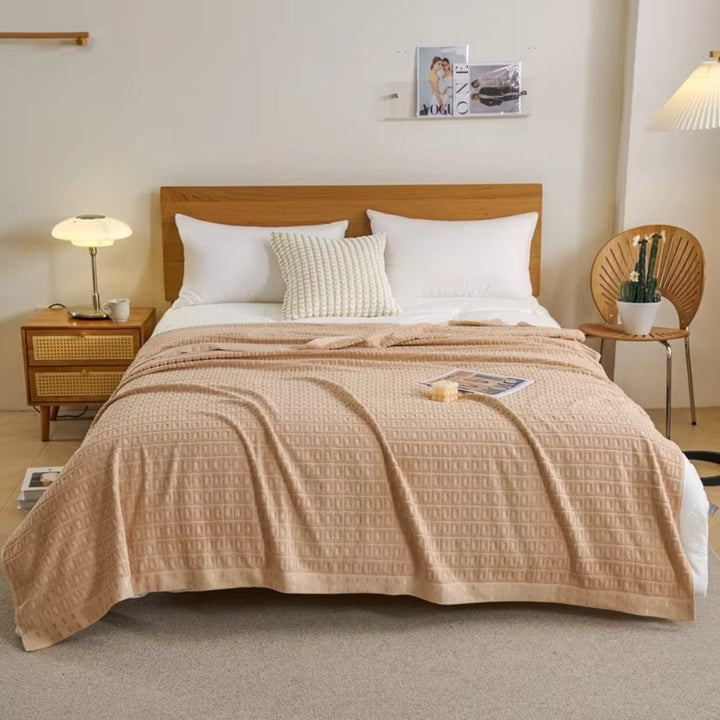 BowLift | Waffle Cotton Summer Bedspread Throw Blanket