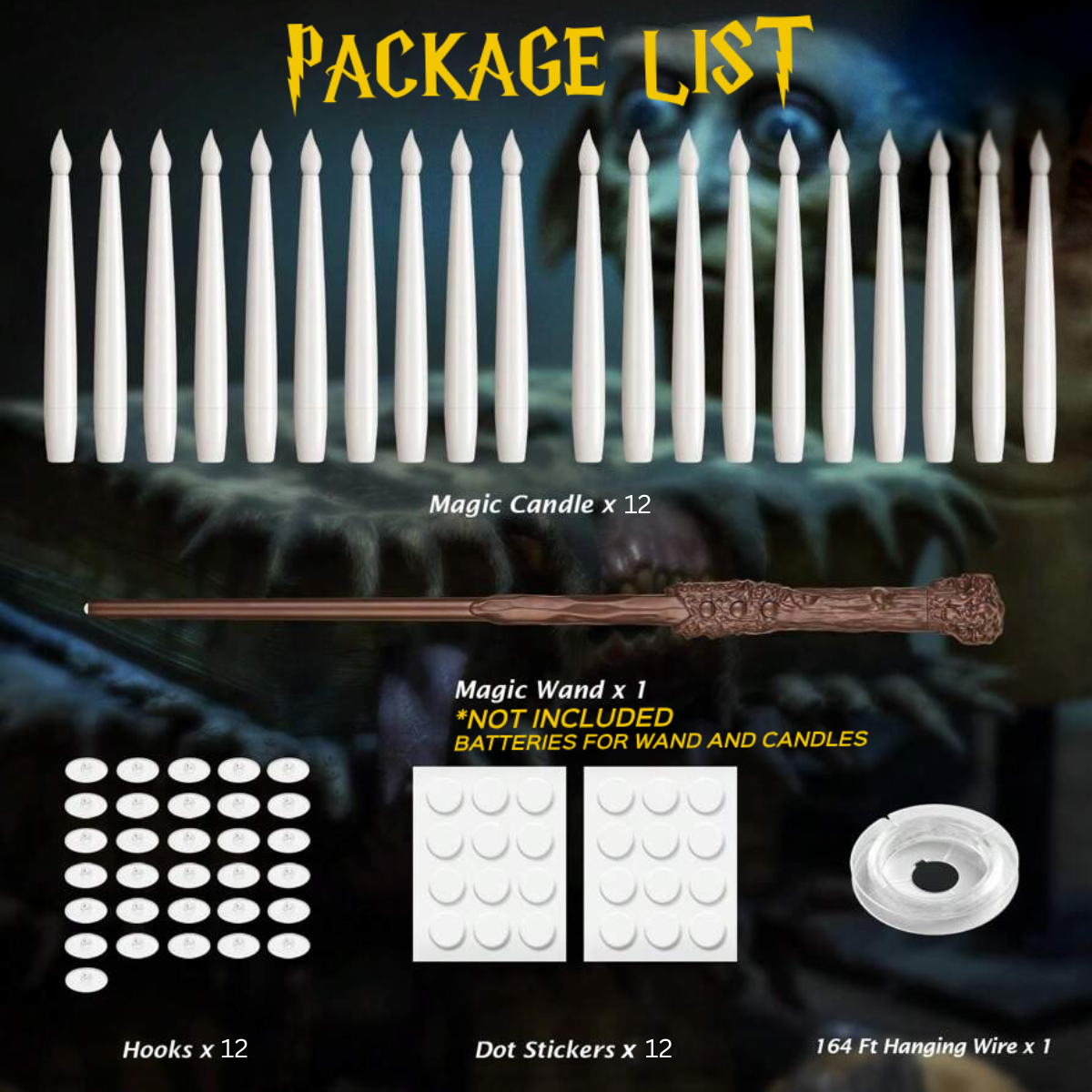 BowLift | Floating LED Candles with Remote Wand | Flameless Hanging Lights | 12-Pack with Hooks & Batteries