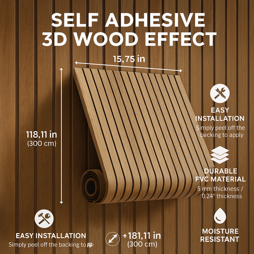 BowLift | Wall Panels Self Adhesive 3D Wood Effect Rental Friendly