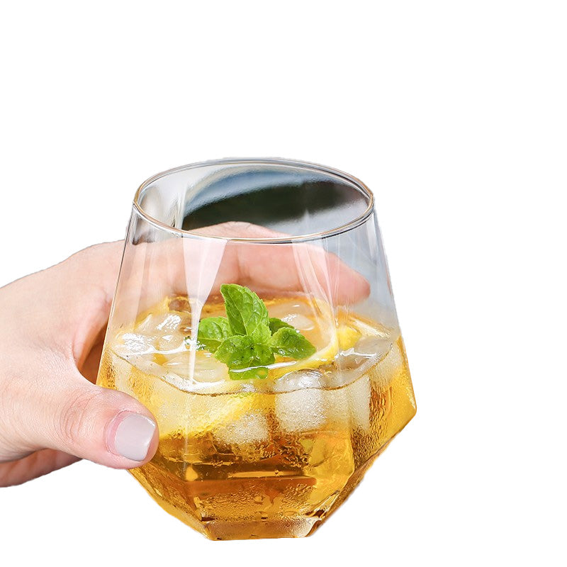 BowLift | Water Cup Set Simple Living Room Heat-Resistant Tea Cup Beverage Cup Hexagonal Transparent x2