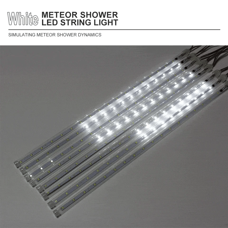 BowLift | Luminex Meteorenregen LED Lichtslingers – Waterdichte Buitenverlichting met 8 Buisjes, 30/50 cm, Multicolor voor Feest & Tuin