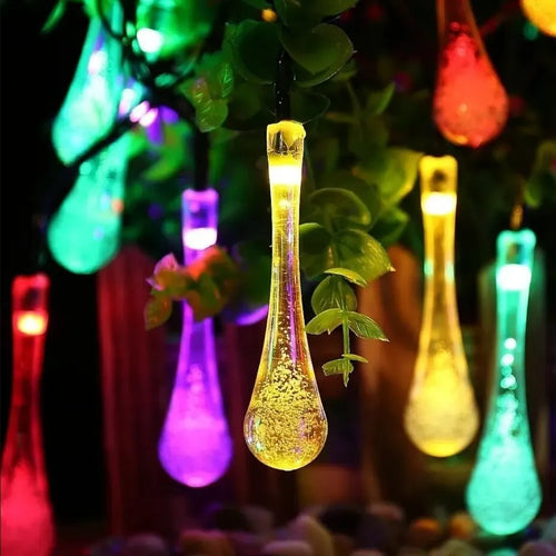 Solar-powered dew drop string lights for garden, waterproof LED decorative lighting for outdoor areas | Bowlift