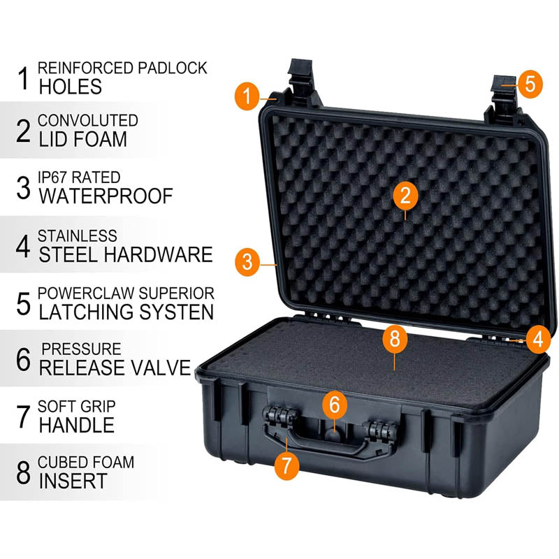BowLift | Waterproof Hard Case IP67 Waterproof Protective Case Hard Camera Case with customizable foam18.5 x14.06x6.93inches black