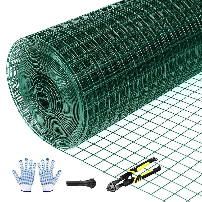 BowLift | Welded Wire Roll, 24 Inch x 100 Ft Green Wire Mesh Fence, Suitable For Garden Fencing, Poultry Netting For Rabbit/Duck/Chicken Coop