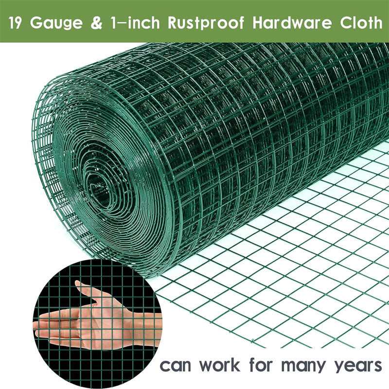 BowLift | Welded Wire Roll, 24 Inch x 100 Ft Green Wire Mesh Fence, Suitable For Garden Fencing, Poultry Netting For Rabbit/Duck/Chicken Coop