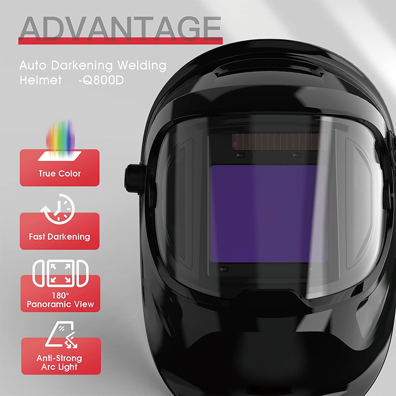 BowLift | Large Viewing True Color Welding Helmet,Solar Powered Auto Darkening Welding Helmet,4 Arc Sensor Wide Shade,for TIG MIG ARC Grinding Plasma LYG-Q800D